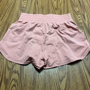 Pink Elastic Waist Shorts